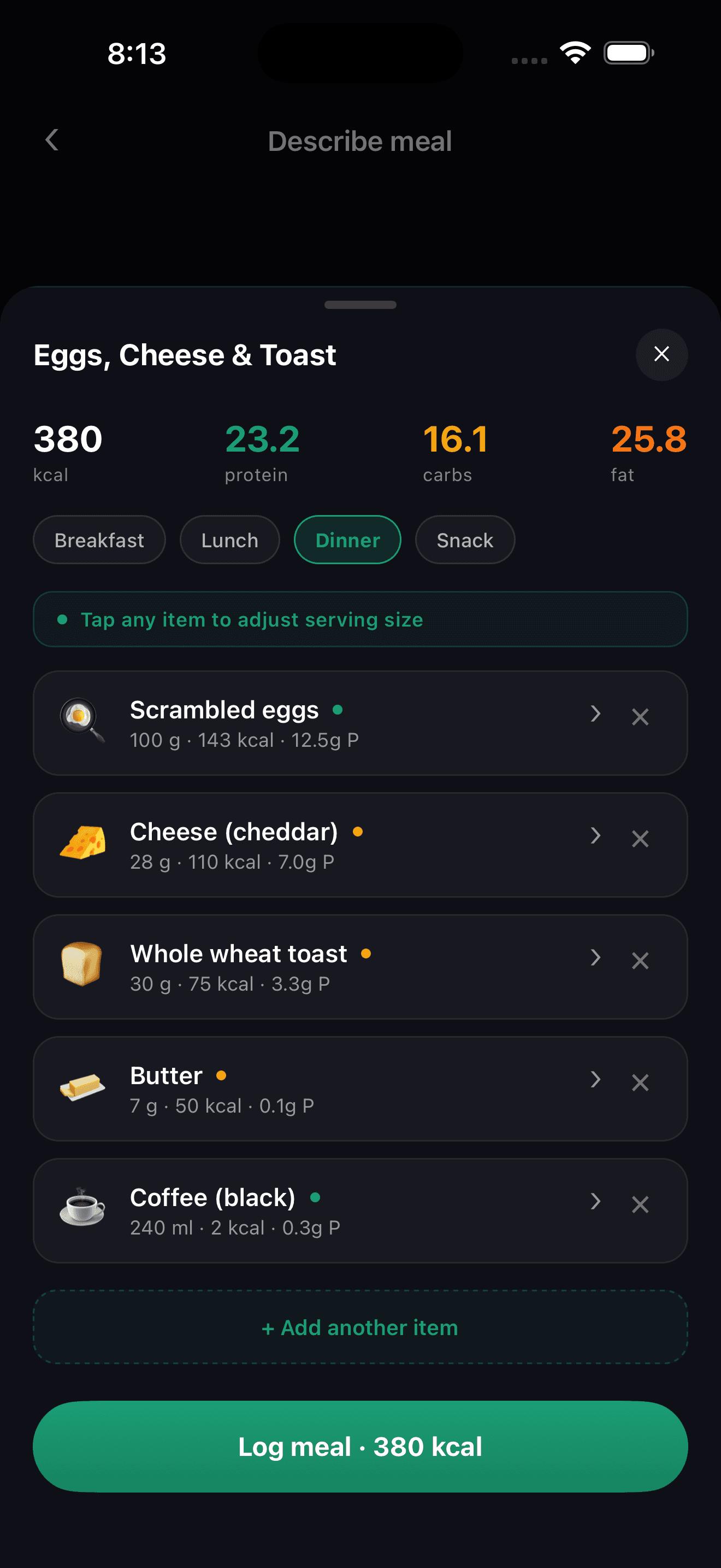 Voice meal logging